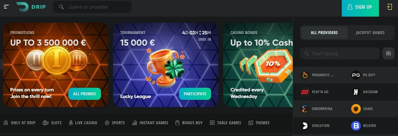Drip Casino : everything you need to know about games, bonuses and payouts